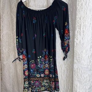 Floral Black Off-Shoulder Dress